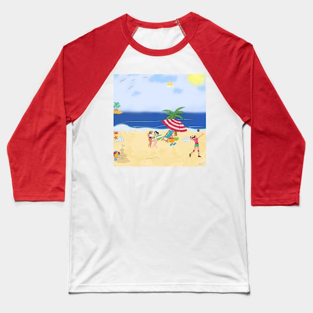 beach theme Baseball T-Shirt by designbyrij